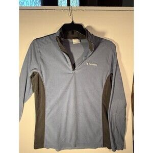 Columbia Men's Fleece 1/4 Zip Pullover Blue Gray Mock Neck Size S Long Sleeve